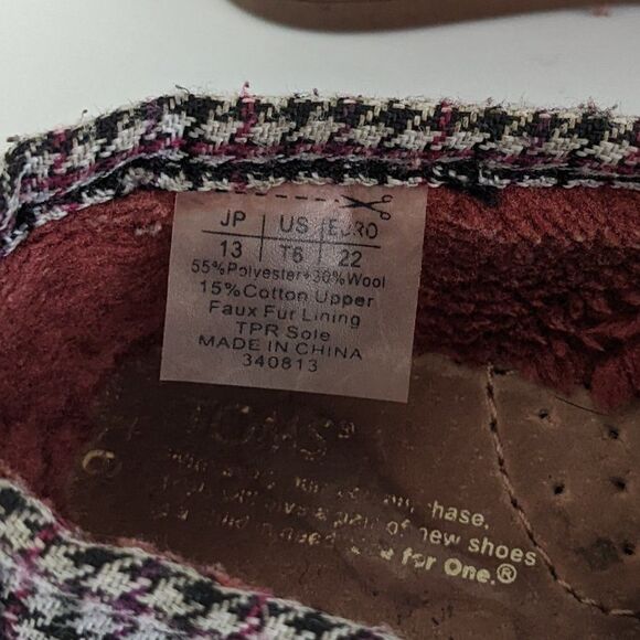 Toms Classic Alpargata Black Pink Herringbone Shoes Toddler Girl 6 - Picture 2 of 9